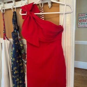 Hello Molly Vibrant Red One-Shoulder Dress